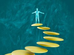 30 Tage Spar Challenge a man standing on top of a set of yellow plates